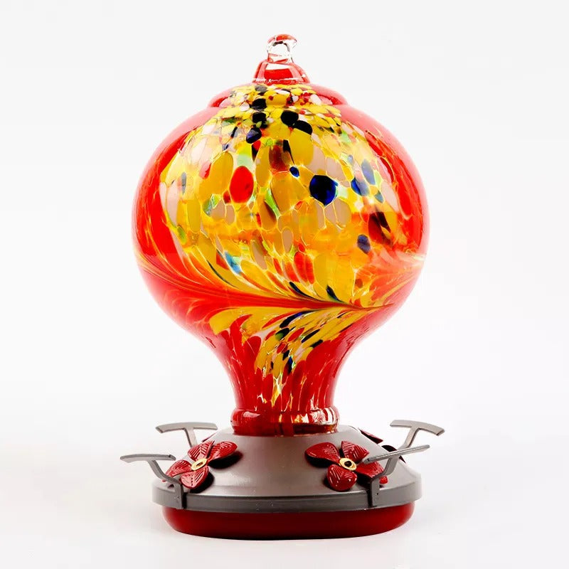 Hand Blown Glass Hummingbird Feeder - 32 Ounces